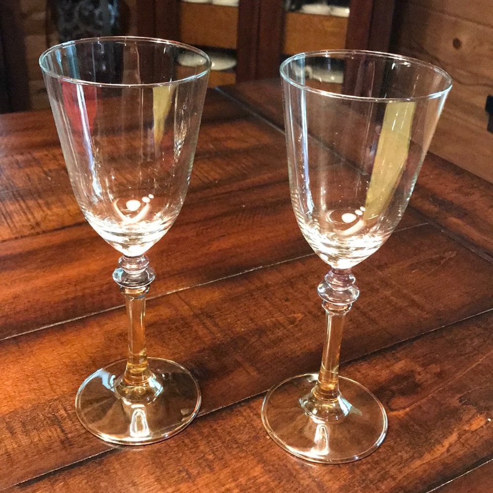 Wine Glasses Amber stem Light purple/blue …